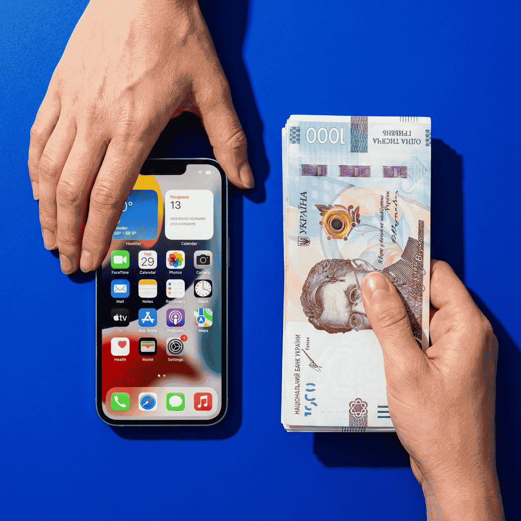 Modern smartphone showing successful sale